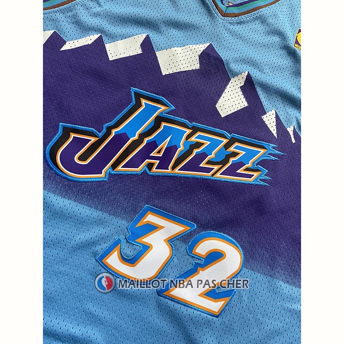 Maillot Utah Jazz Karl Malone NO 32 Mitchell & Ness 1996-97 Bleu